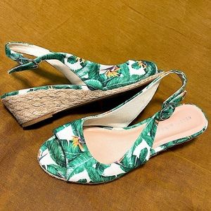 Bird of Paradise summer espadrilles wedge canvas sling backs